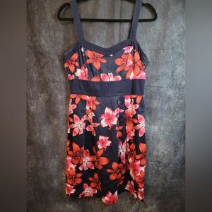 ✨️3/$25✨️ Reitmans Floral Print Midi Dress - Navy And Pinks